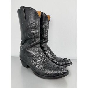 Lucchese Classics Hornback Alligator Boots Mens 10.5 Exotic Inlay Vintage 90s